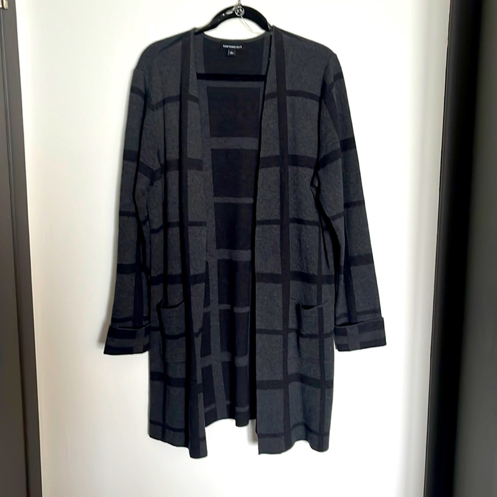 Duster cardigan- Black/grey pattern